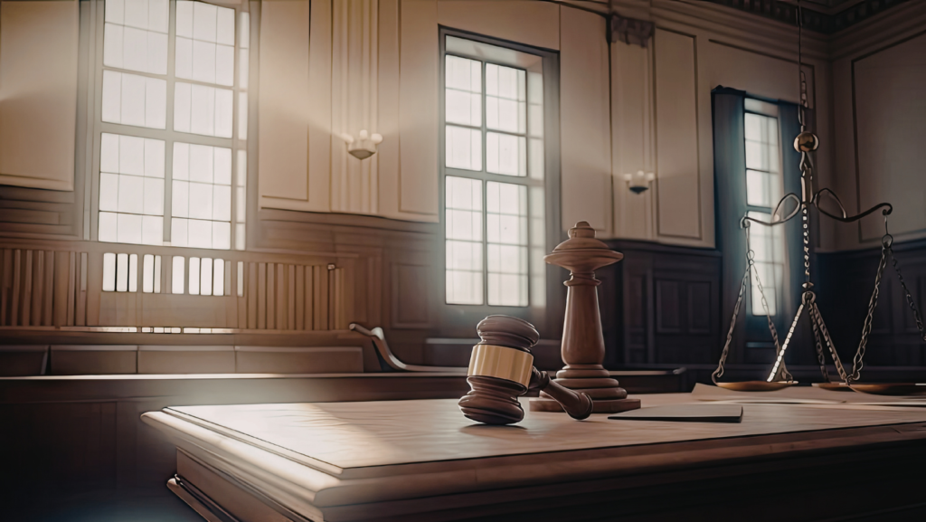 Gavel on judge's bench