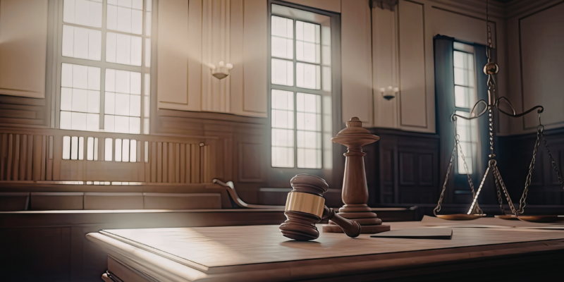 Gavel on judge's bench